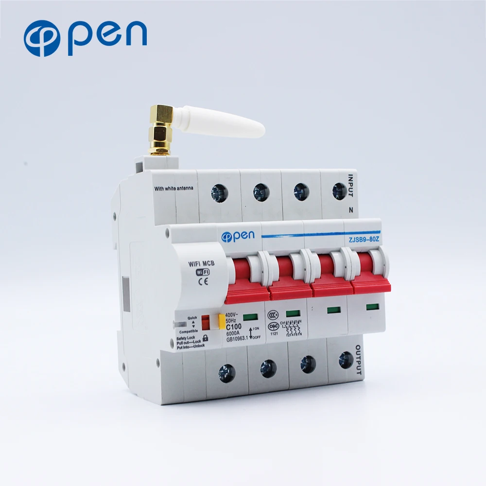 4P Remote Control Reclosing Wifi Circuit Breaker Mcb for Amanzon Alexa and Google Home with Overload and Short Circuit Breaker