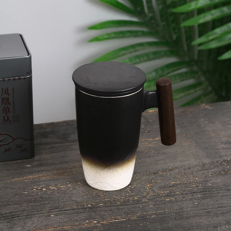 Handmade Ceramic Coffee & Tea Mug Large Ceramic Strainer Retro Mug Traditional Tea Cup Pottery Mug Business Gift Set manufacture