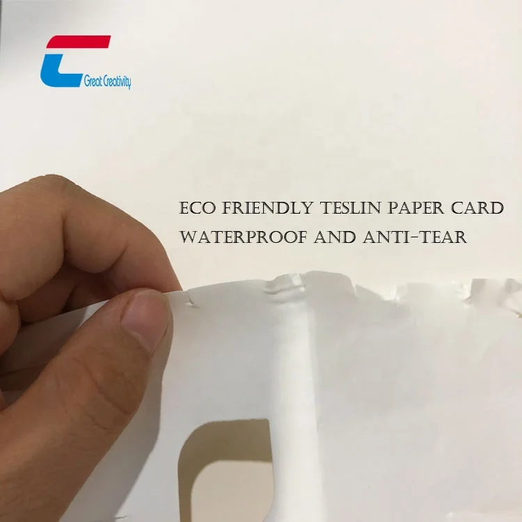 Chuangixnjia Customized Shape Design Eco Friendly Bio Card Teslin Paper Card  for Id Card