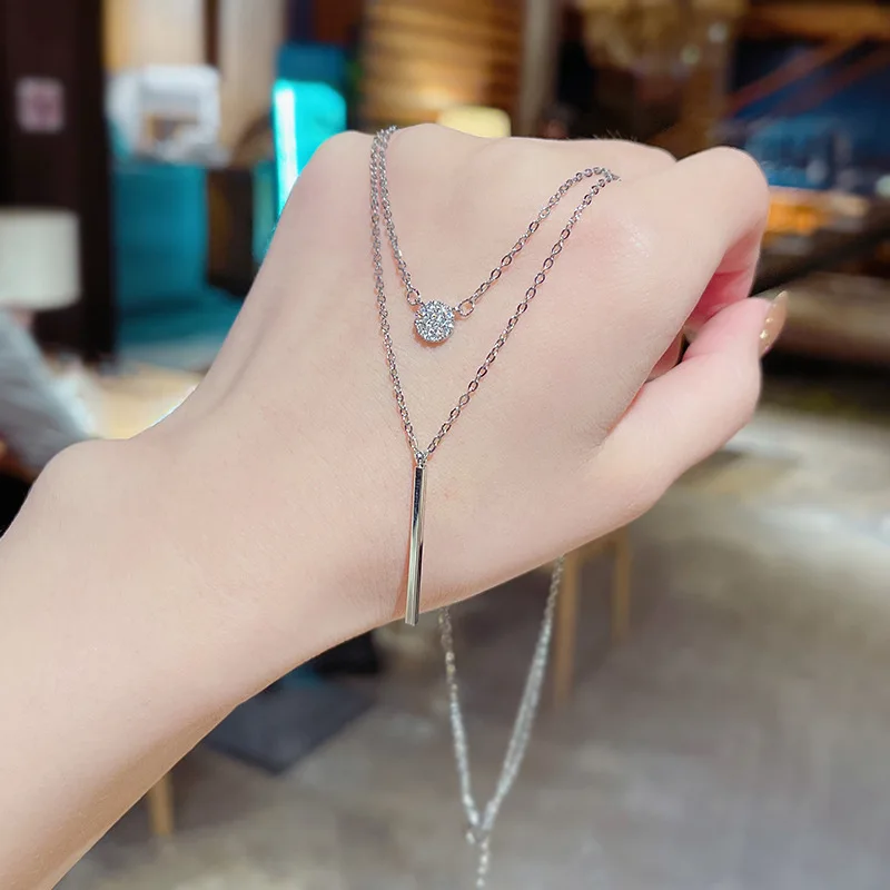 Double Layer Fashion Choker Minimalist Chain Pendant Necklace Simple  Titanium Steel Strange Things Clavicle Necklace for Women
