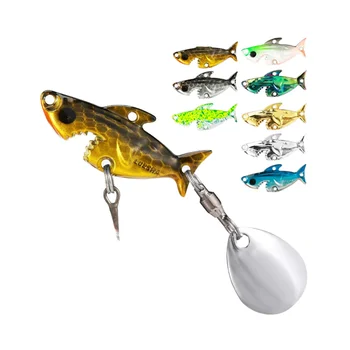 Cheery Skimming Shark Whirlwind Bait Bionic Bass Lures Big-Mouth Iron Plate Far-Cast Sequin Vib Metal False Bait for Bottom – Metal Jig – view 3