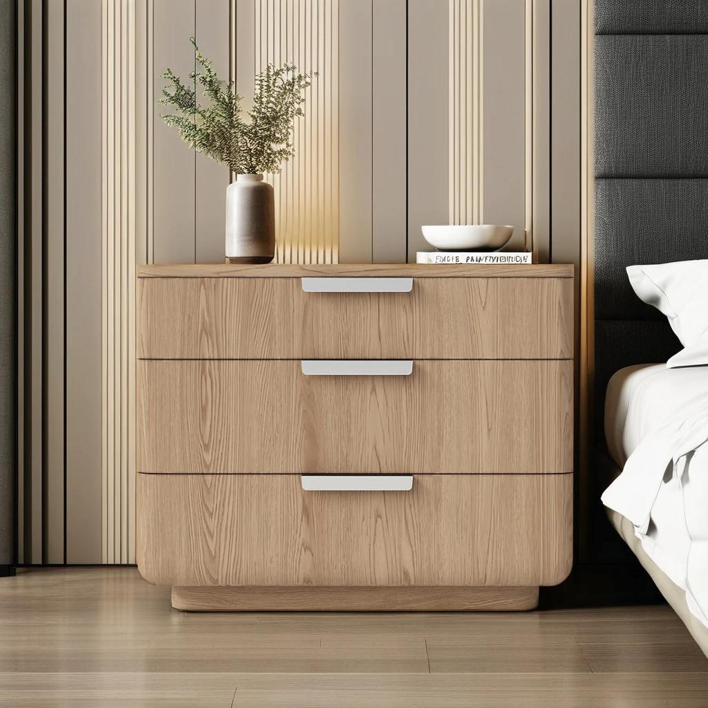 FERLY 2024 New Style Bedside Table Modern Luxury 3 Drawer Dresser Nightstand Bedside Table for Bedroom