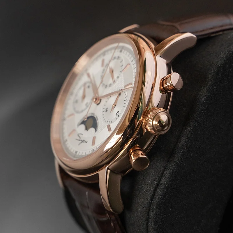 Rts Stock Drop Ship Luxury 5atm Seagull St1901 Chronograph Hand Winding Mechanical Movement Stainless Steel Watch Man for Sale
