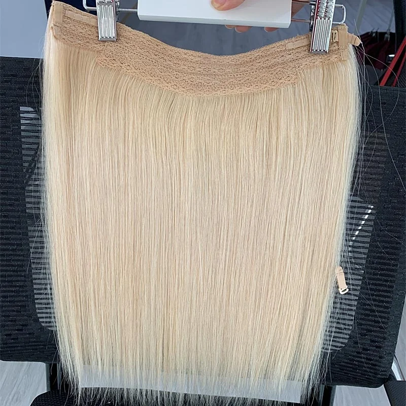 Balayage Highlight Blonde Brown Color Hair Extensions Invisible Wire