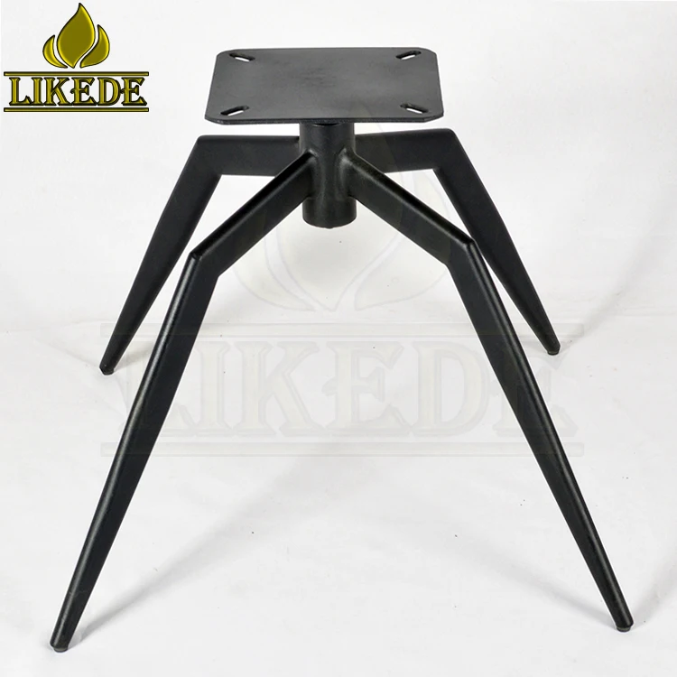 Black steel iron tilt beveled top plate pitched spider swivel base for dining chair