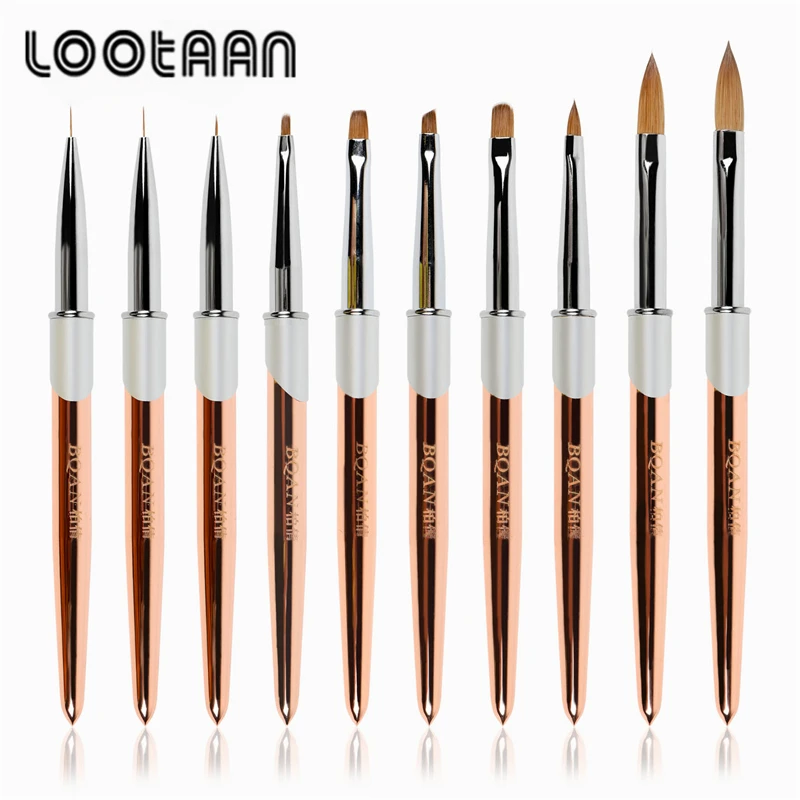 2021 профессиональная Фирменная этикетка розовый Золотой Гель-лак для ногтей набор кистей 100% чистый колонский мягкий соболиный ногтей акриловая кисть Набор для дизайна