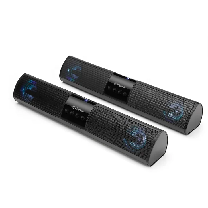 Kisonli Sound System LED  Light Support USB Flash Portable Wireless Soundbar Speaker