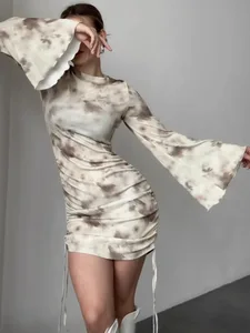 Boutique Wholesale Spring New Retro Women's Dress Moderate Casual Sexy Style Knee Breathable Printing OEM Service