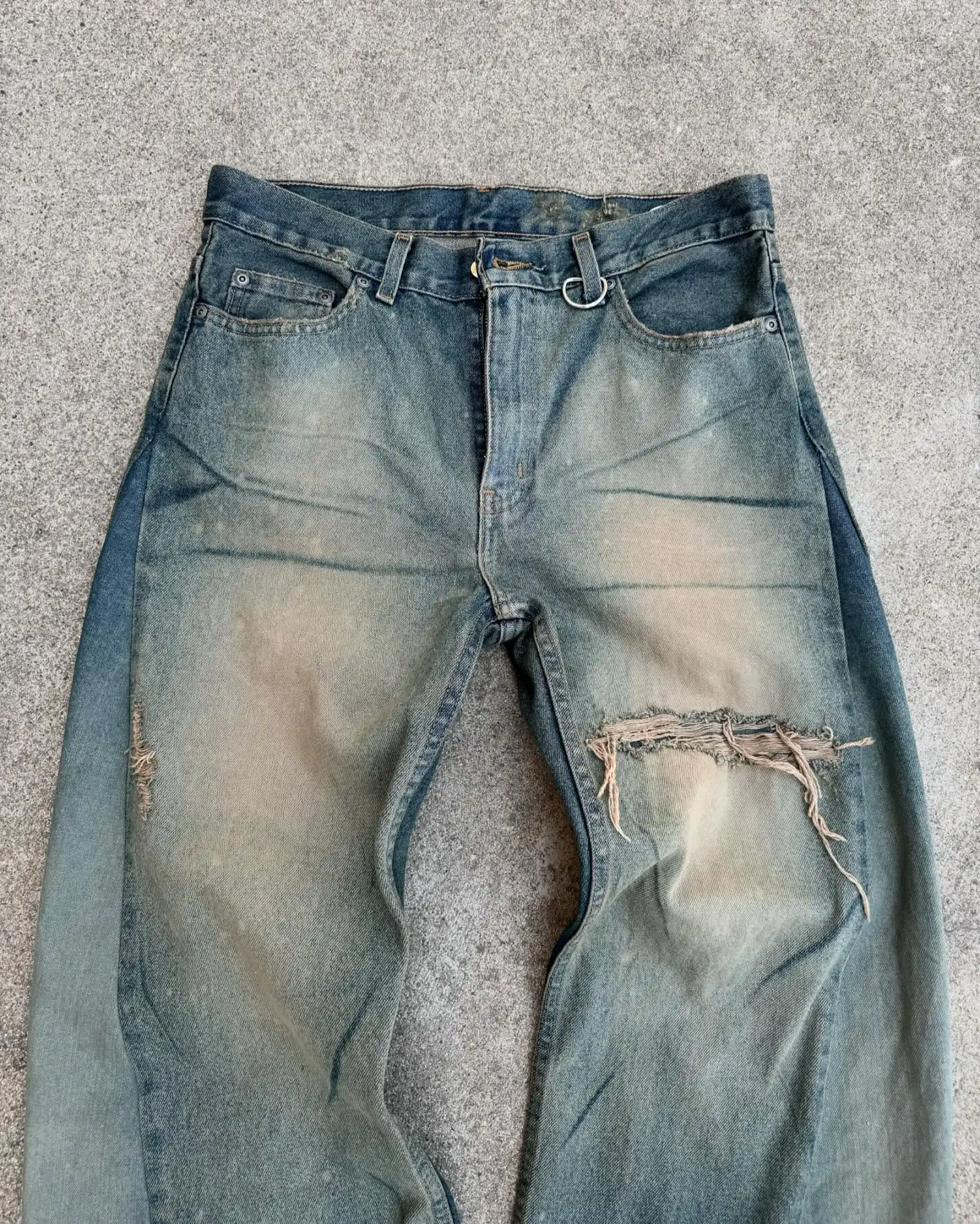 Custom Logo High Quality Washed Denim Jeans Pants Back Pocket Button Oversized Straight Streetwear Men's Baggy Jeans