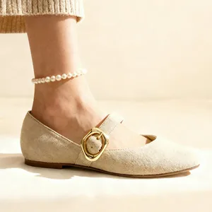 New Arrival Best-Selling Accept Customized Logo Leather Shoes Anti-Slippery Ladies Flats Shoes Leather Genuine