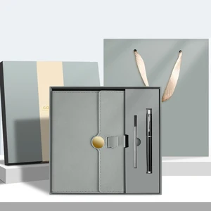 Customized Logo Gift Box with Pen A5 PU Leather Notebook for Office or Business Fancy Notebooks