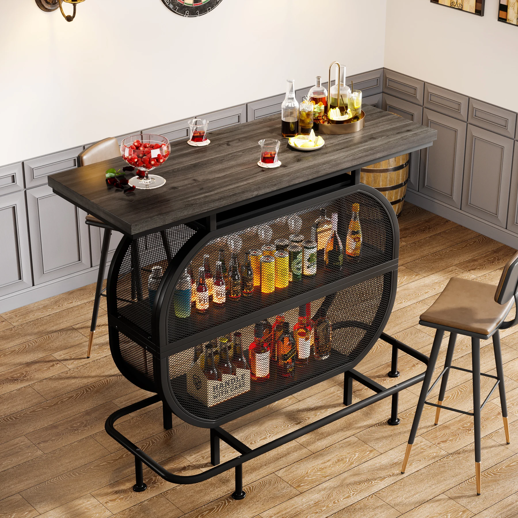 Home Bar Designs 4 Tier Modern Liquor Wine Bar With Metal