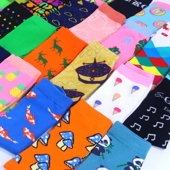 Wholesale custom designer socks high quality bamboo cotton logo sock custom colorful happy crew men socks