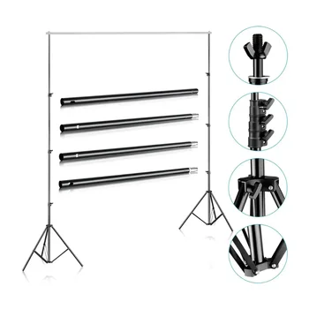 8.5x10ft/2.6x3.2M Softbox Lighting Kit Backdrop Stand Support System with 3x 100% Cotton Backdrop Big Sizes Photo Screen