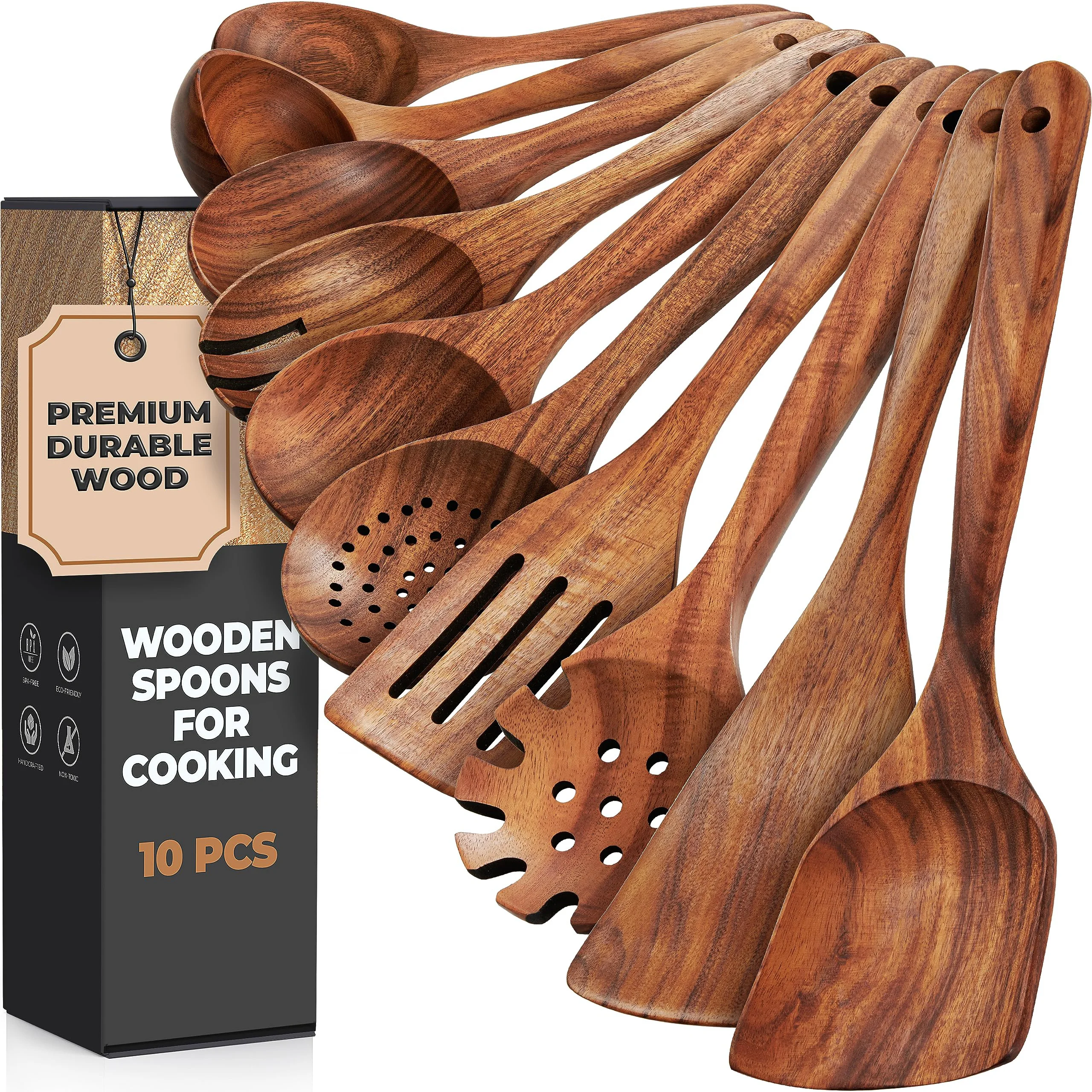 Кухонные ковши из Натурального Тикового Дерева