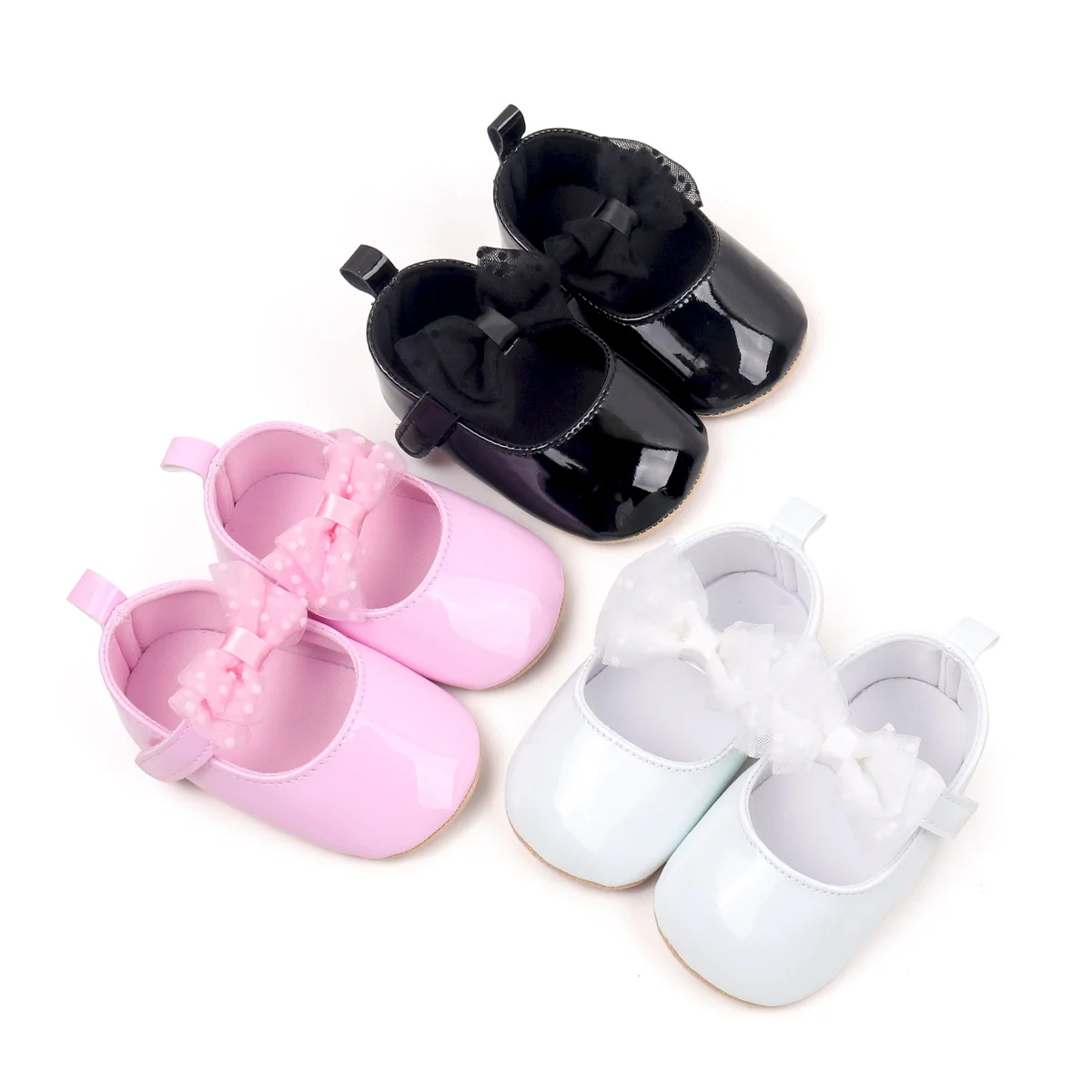 Newborn Infant Shoes Mesh Bow Decorated Soft TPR Soles Anti-slip Outdoor Baby New Design Princess Girl Shoes for 0-15 Months