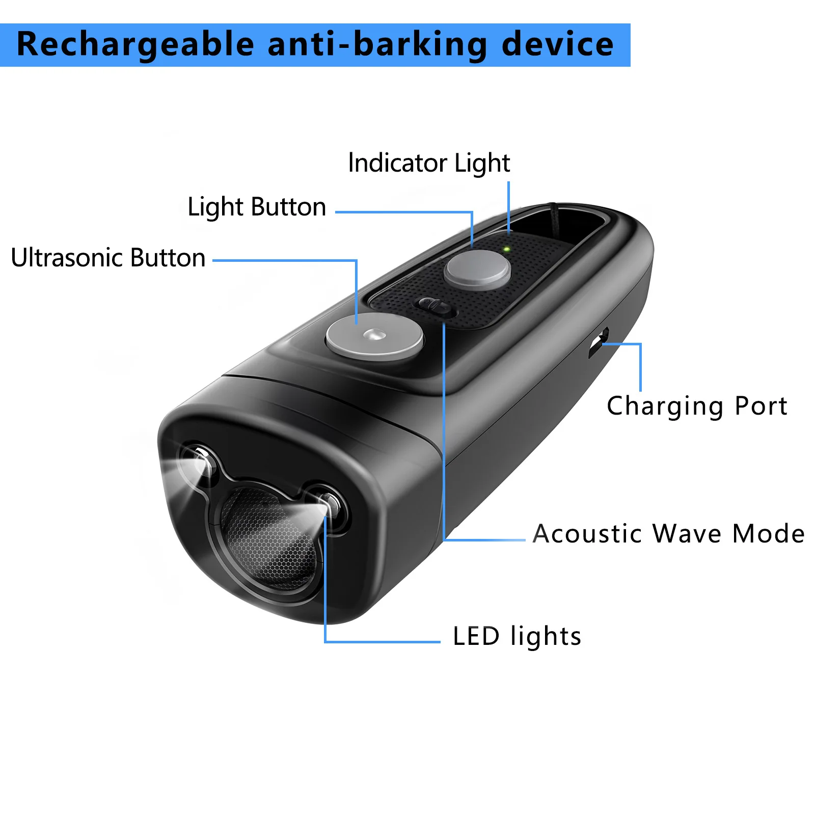 2023 New Electric Dog Bark Deterrent Outdoor Sonic Repellent Anti