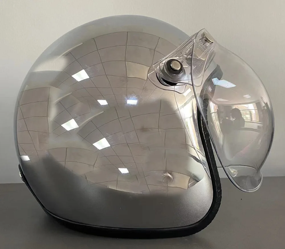chrome 3 4 motorcycle helmets Outlaw T99 Siver German Style Half Helmet for Men & Women DOT Approved Ideal for riders who prefer minimalist gear DOT Blue Metal Flake 3/4