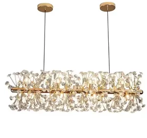 Zeal Lighting Hot Sale Dandelion-shape Table Bar Long Crystal Light Chrome Crystal Chandelier Light
