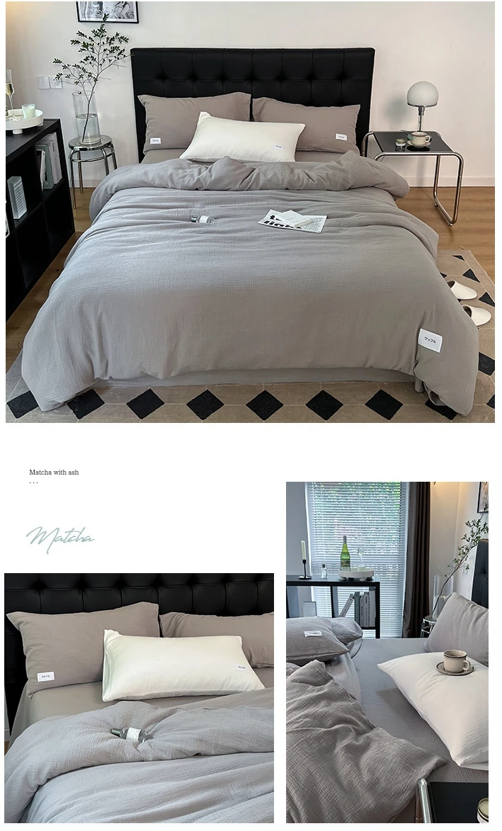 Manufacturer Super Soft Muslin Duvet Cover Set Muslin Bedding Set Fitted Bedsheet Set Muslin Bed