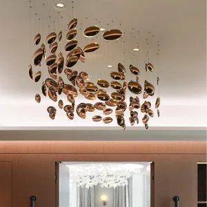 ECOJAS Modern Villa Chandelier Design Decoration Pendant Light Custom Large Project Luxury LED Glass Hotel Chandelier