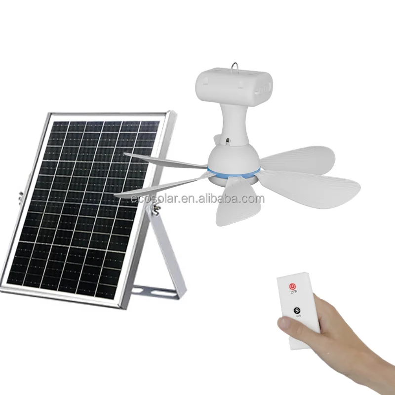 LED Lighting Solar Ceiling Fan with Rechargeable Battery 10000mah