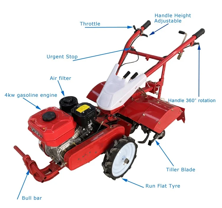 Mini Cultivator Mini Rotary Tiller Farm Power Tiller Agriculture Walk
