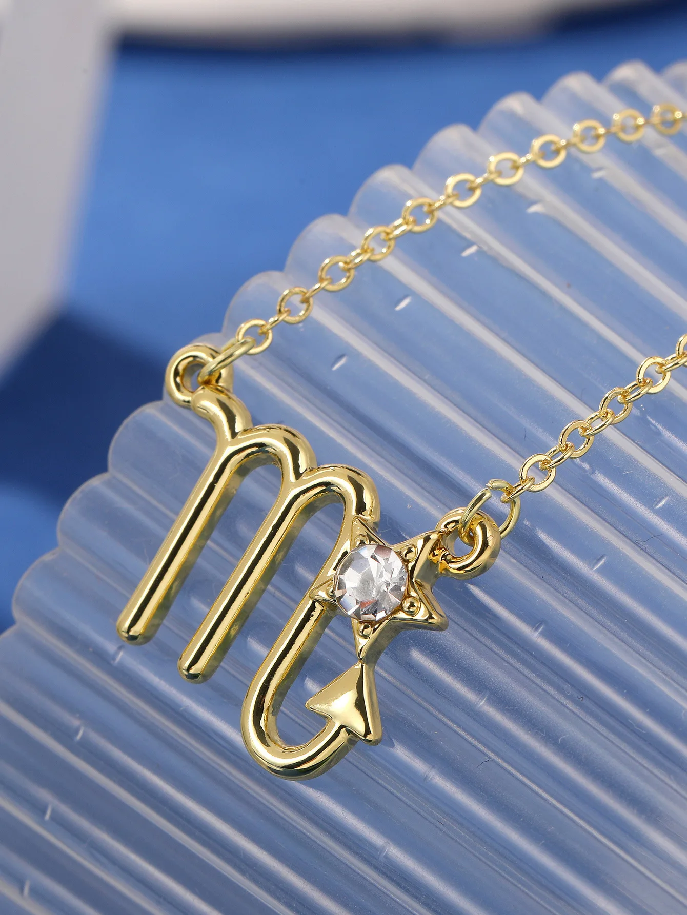 Zodiac Sign Simple Pendant Necklace Crystal Women Fashion Jewelry Gift