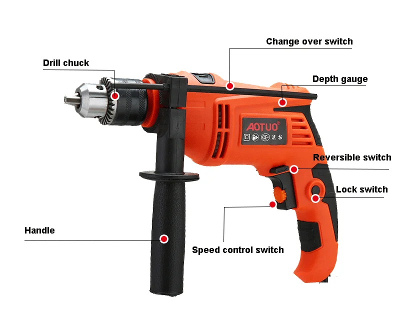 2700rpm Industrial Professional Pistol Type Electric Percussion Drill ...