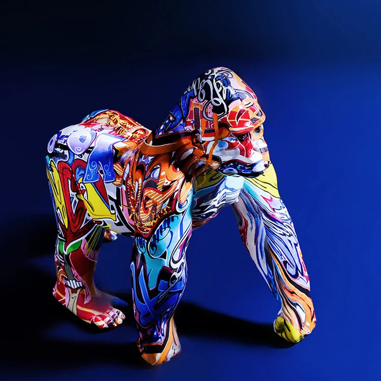 Colorful Graffiti Gorilla Sculpture for Art & Collectibles