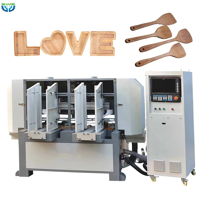 Automation Wooden Handle Spoon Knife and Fork Making Machine 5 Axis Cac Wood Carving Machine Price