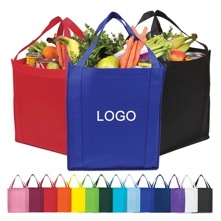 Custom Print Ecological Reusable Tote Bag Supermarket Grocery Promotion Shopping Non Woven Carry Fabric supplier