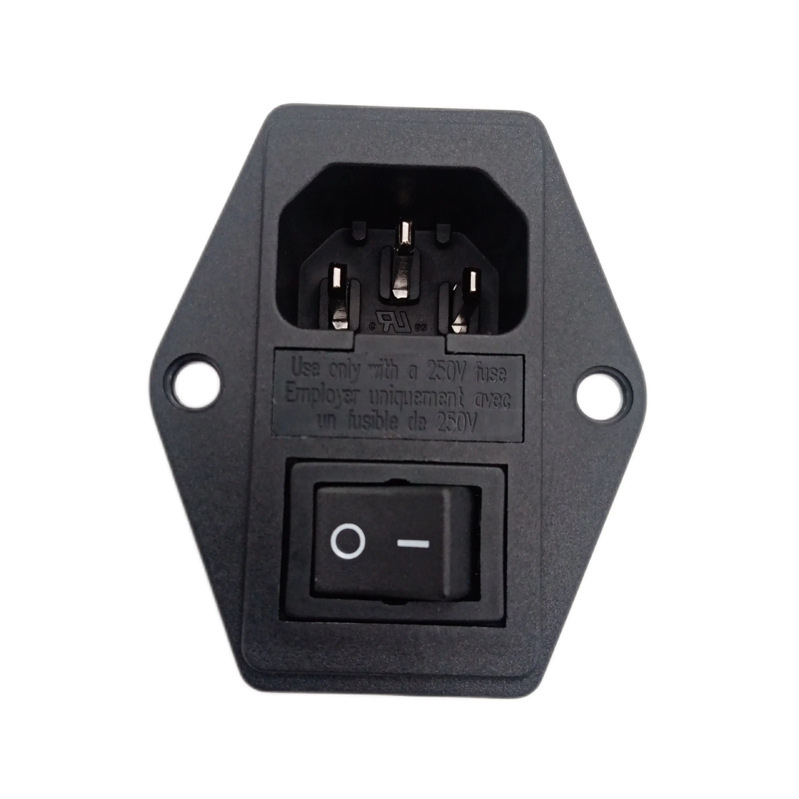 15A 250V AC Power Socket with Rocker Switch & Fuse Holder