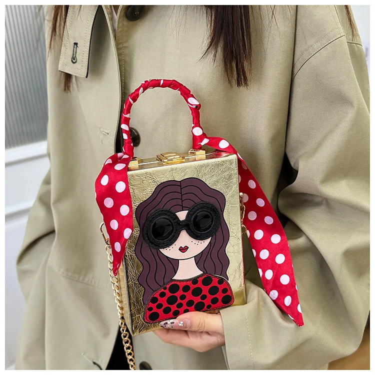2025 New Fashion Small Square Bag Fashion Popular Glasses Beauty Personality Chain Shoulder Bag
