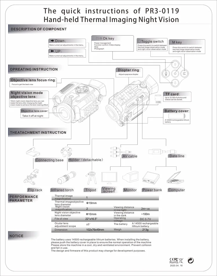 Lightweight Handheld Real Thermal Scope Warzone Monocular Night Vision For Hunting Buy Night