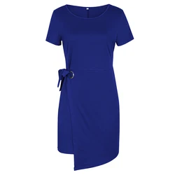 Manufacturer Wholesale Spring Summer Casual Blue Dresses Laides T-Shirts Dress Women Clothing