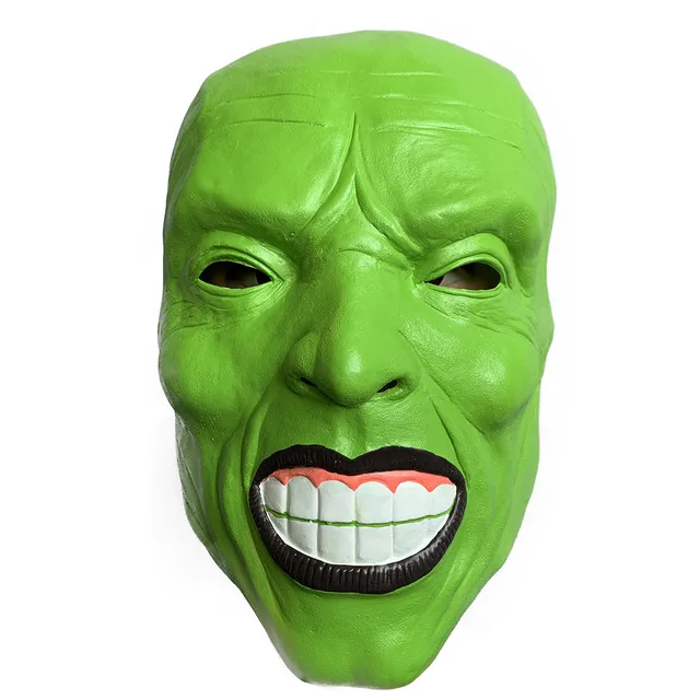 The Mask Jim Carrey Green Latex Mask Masque Cosplay Accessory Halloween Deluxe Masquerade Costume Props