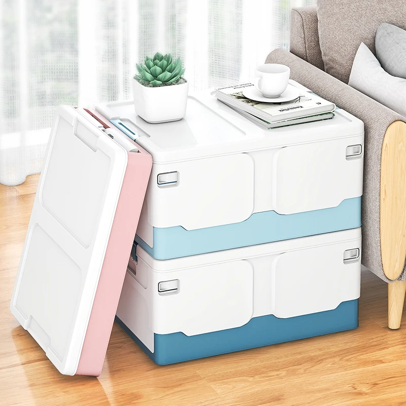 Stackable & Foldable Plastic Storage Container Household Book & Sundries Organizer Collapsible Toy & Storage Box