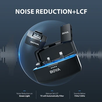 BOYA BOYAMIC Wireless Lavalier Microphone for iPhone Android Camera Vlog All-in-One Lapel Dual Mic System for DSLR YouTube Live product image