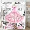 JY170 (12) Robe de bal rose et texte Paris