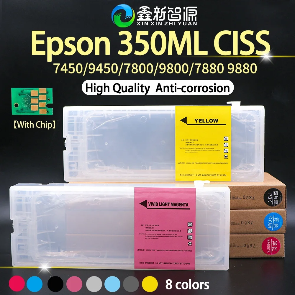 Anti-corrosion EPS-ON 7800 7880C 9800 9880C Ink Cartridge 8 Colors CISS Wide Format Printer Ink Tank With Chip