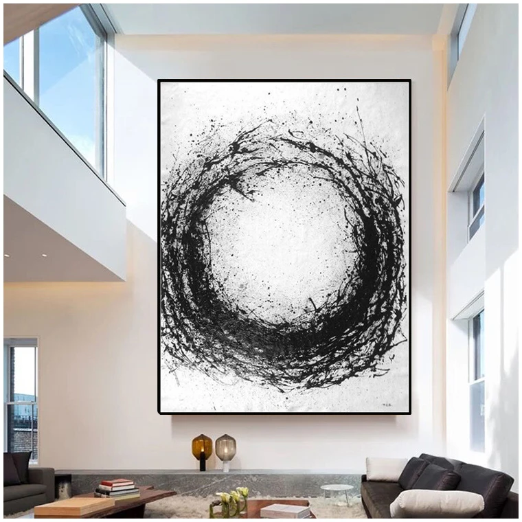 black and white acrylic painting abstract