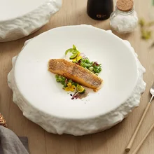 2024 Hot Sale White Nordic Design Ceramic Dinner Plates Porcelaine Tableware with Pattern Pack of Home Use