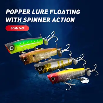 CHEERY 8cm 14g Long Cast Floating Popper Hard Lure with Twin Propellers, Freshwater Saltwater Bait for Bass Topmouth Culter – Popper – view 3