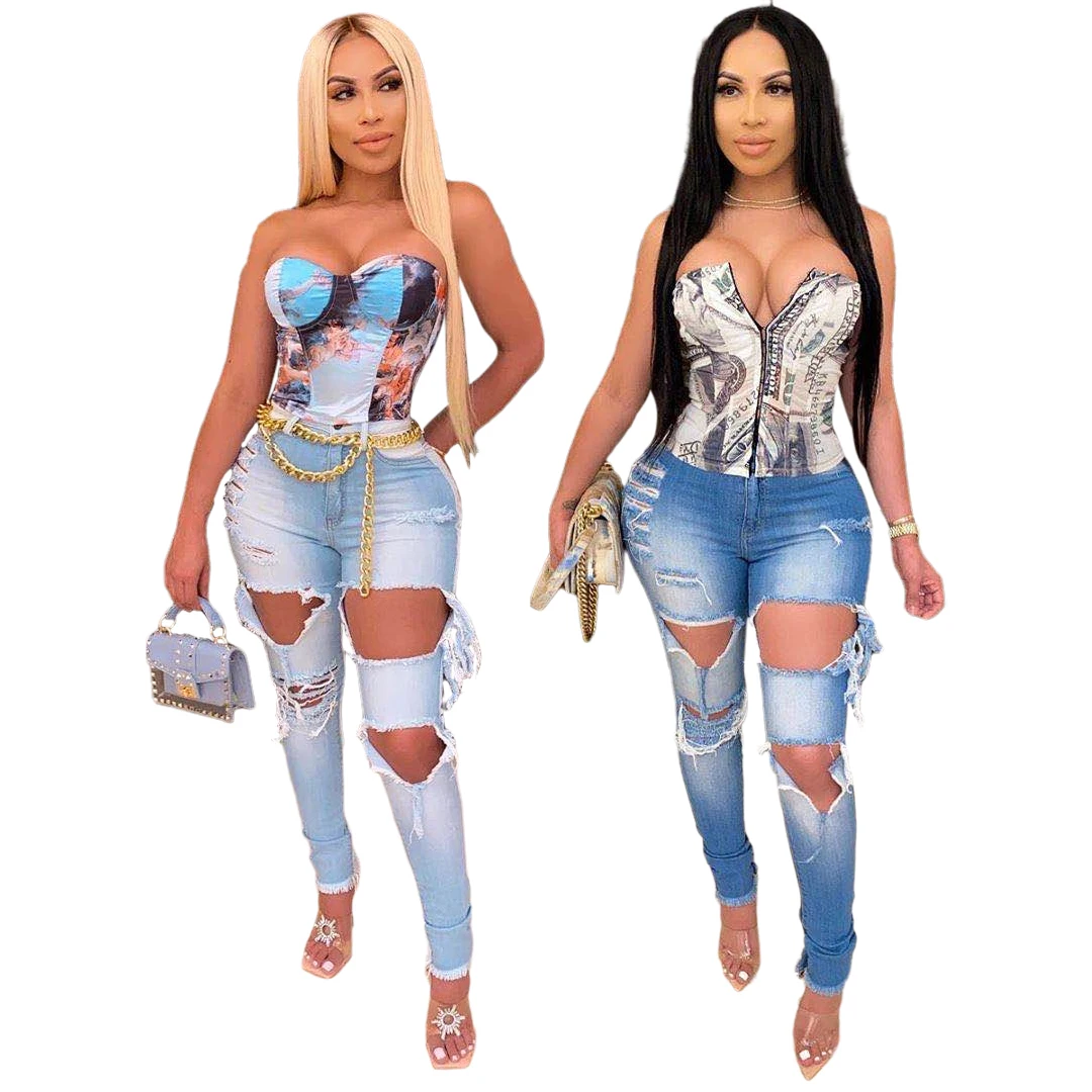 21 New Arrival Trousers Ladies Jeans Woman Pencil Pants Light Blue Jeans Solid Color Zipper Pocket Dark Blue Jeans Blue Popula Buy Lady Fashion Large Area Of Holes Versatile Hand Worn New