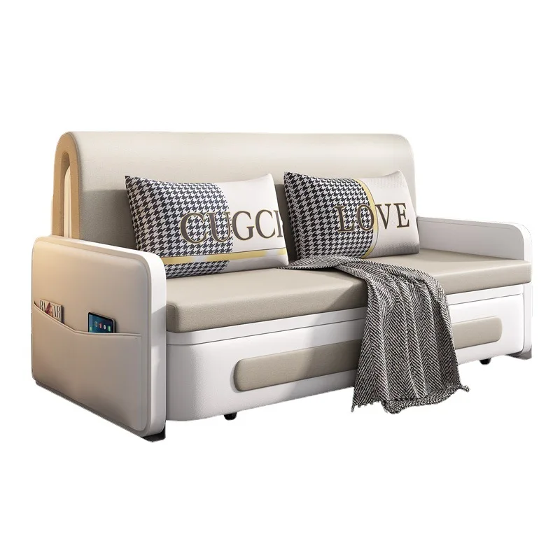 Canapé-lit Multifonctionnel Avec Banc Rangement - 2 En 1, Tissu Respirant, Couleur Cyan - Pour Petit Salon, Bureau, Chambre - 11