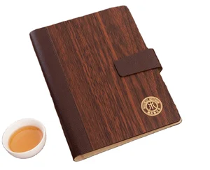 A5 Hardcover Bamboo Ring Binder Wooden and Leather Cover Notebook With Laser Logo Printed Business Style School Gift Size A6