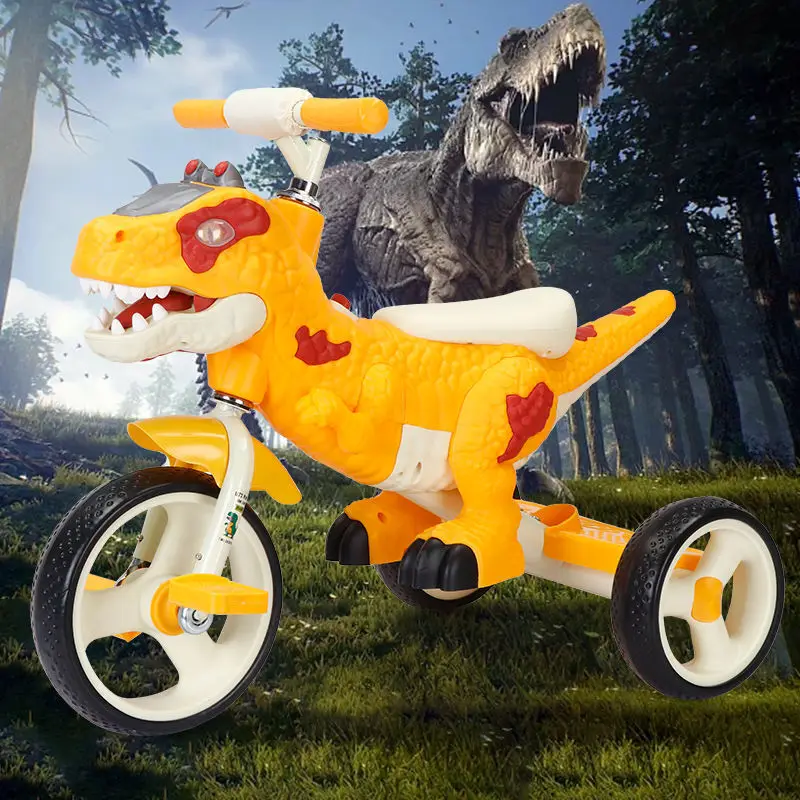 Tricycle Enfant Dinosaure Avec Musique Et Lumières - Pour 2 à 8 Ans - Capacité 35 Kg - Sécurité Anti-basculement - Vert
