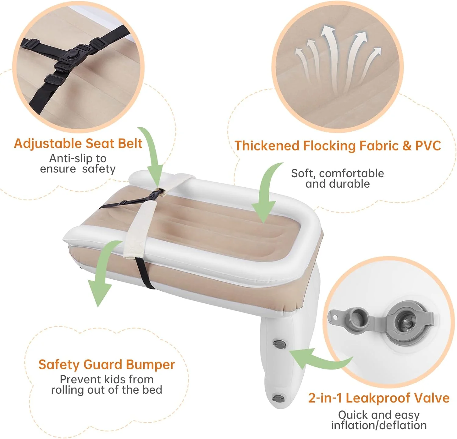 Factory OEM Inflatable Airplane Bed for Kids Portable Toddlers Blow up Bed for Travel Baby Mattress with Hand Pump