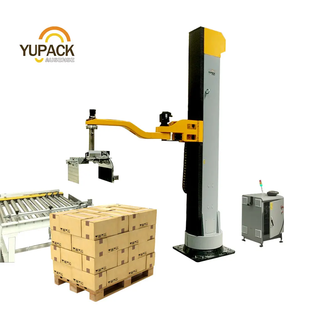 Compact Single Column Swivel Arm Robot Palletizer, Servo Driven Cartesian Coordinate Palletizer for Case,carton,box